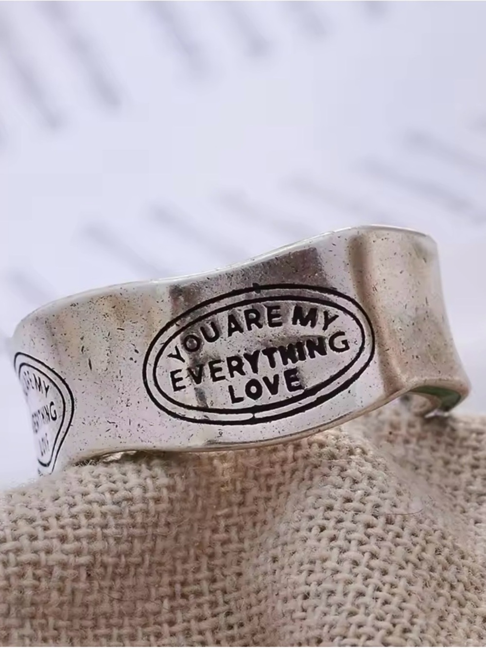 Engraved Sterling Silver Band Ring 925 - Picture 9 of 10